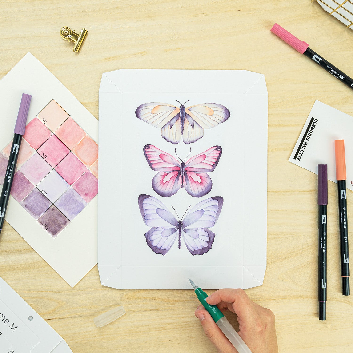 Tombow - Set Lienzo Acuarela - Mariposas