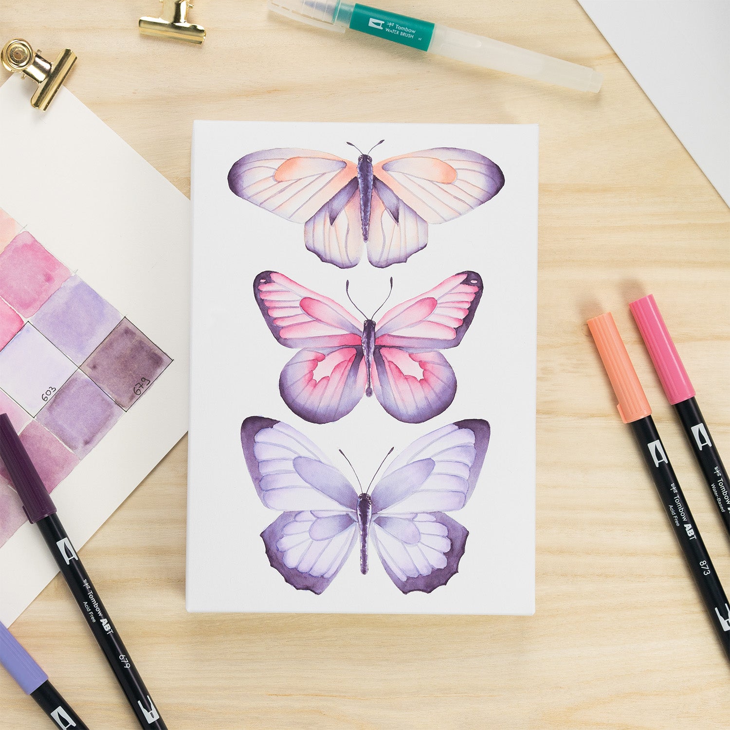 Tombow - Set Lienzo Acuarela - Mariposas