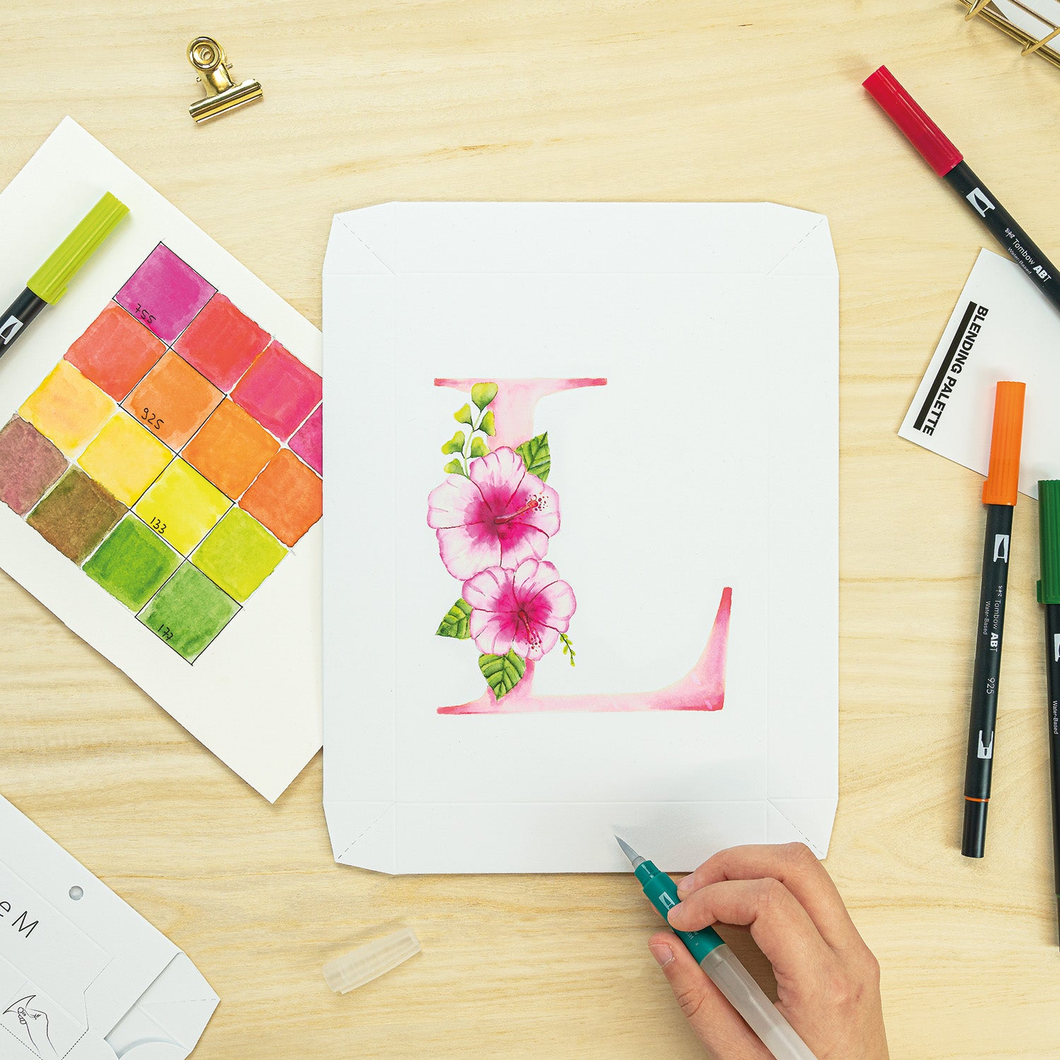 Tombow - Set Lienzo Acuarela - Letras florales