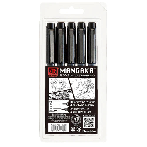 Kuretake - Set 5 Rotuladores FineLiners - ZIG Mangaka