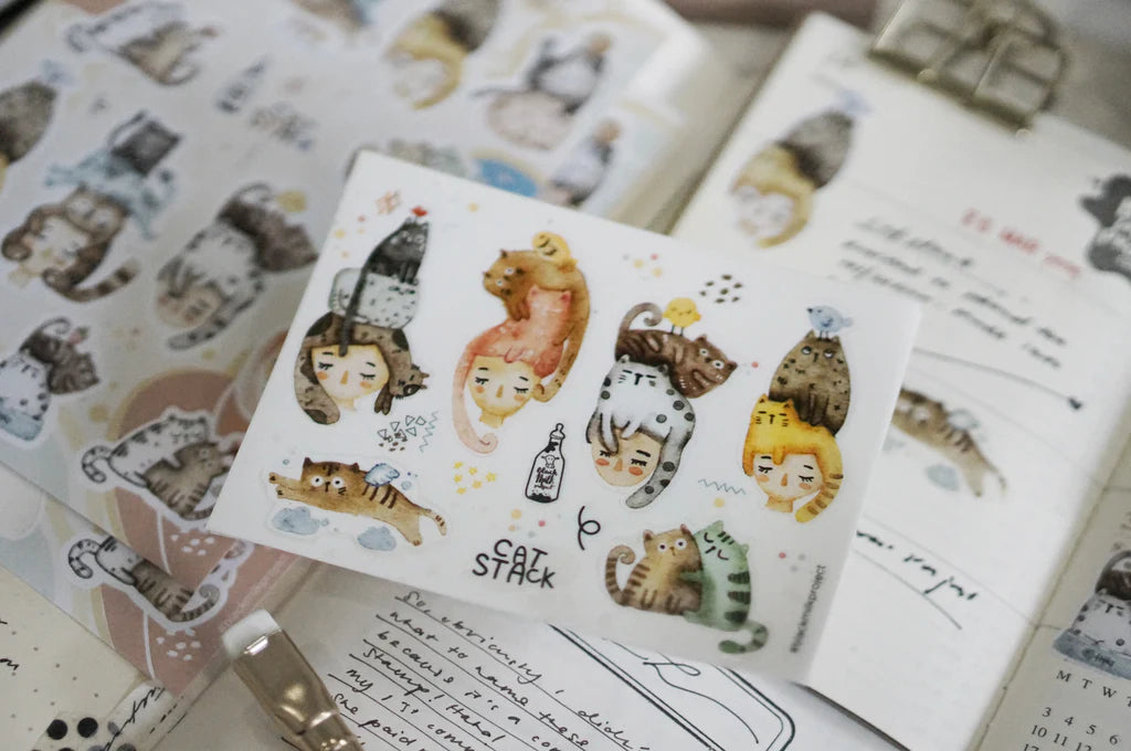 Black Milk Project - Hoja de Pegatinas PET Mini - Cat Stack