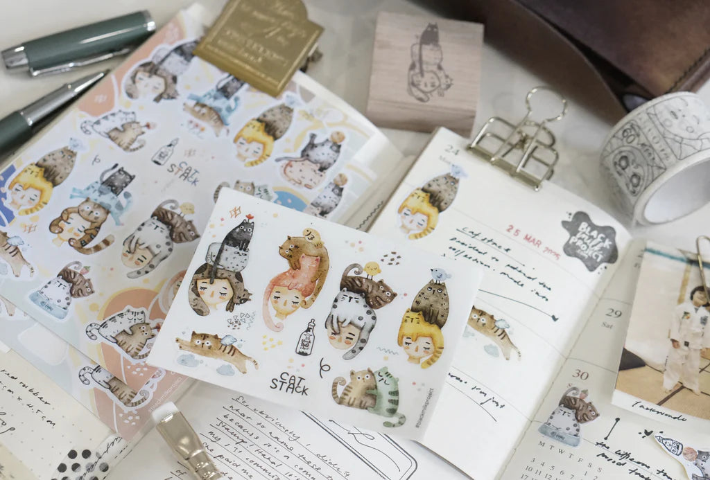 Black Milk Project - Hoja de Pegatinas PET Mini - Cat Stack