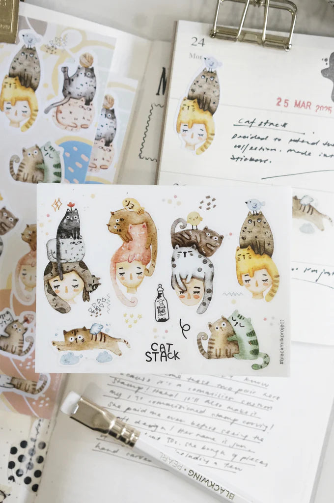 Black Milk Project - Hoja de Pegatinas PET Mini - Cat Stack