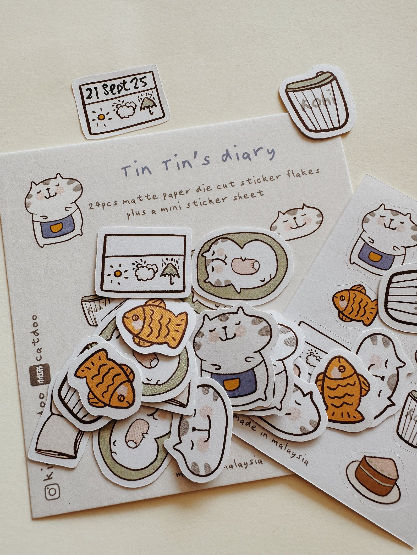 CatDoo - Pegatinas Die Cut - Tin Tin's Diary