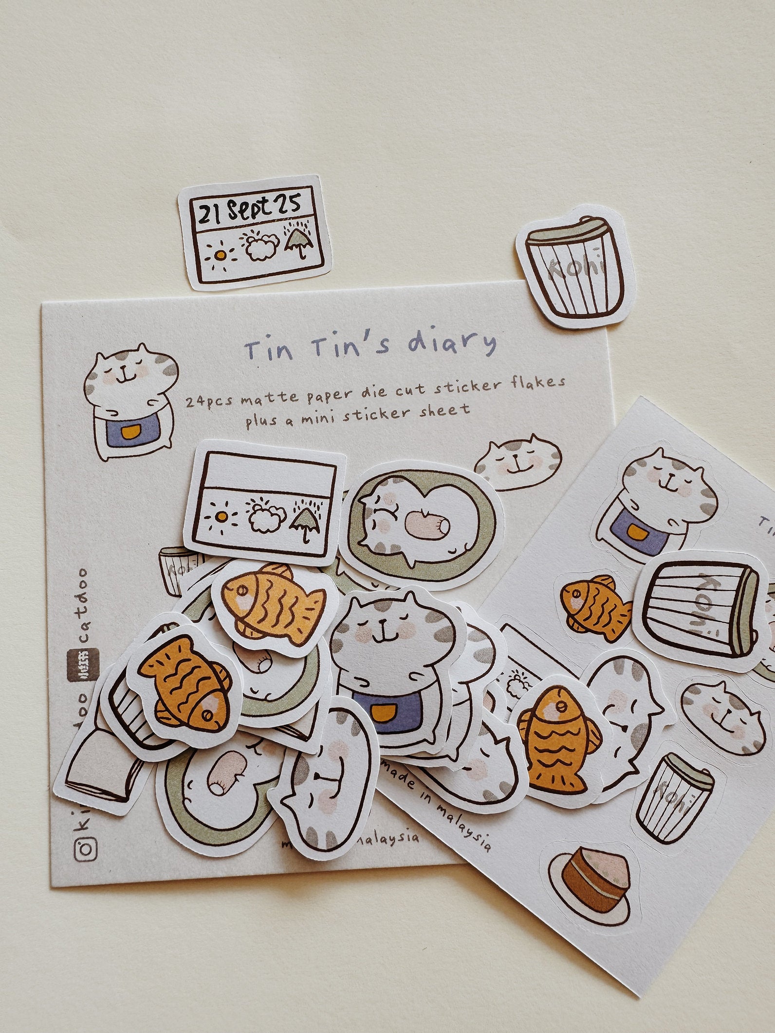 CatDoo - Pegatinas Die Cut - Tin Tin's Diary