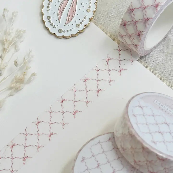 Leela Journals - Washi Tape 15mm - Coquette Bow Trellis