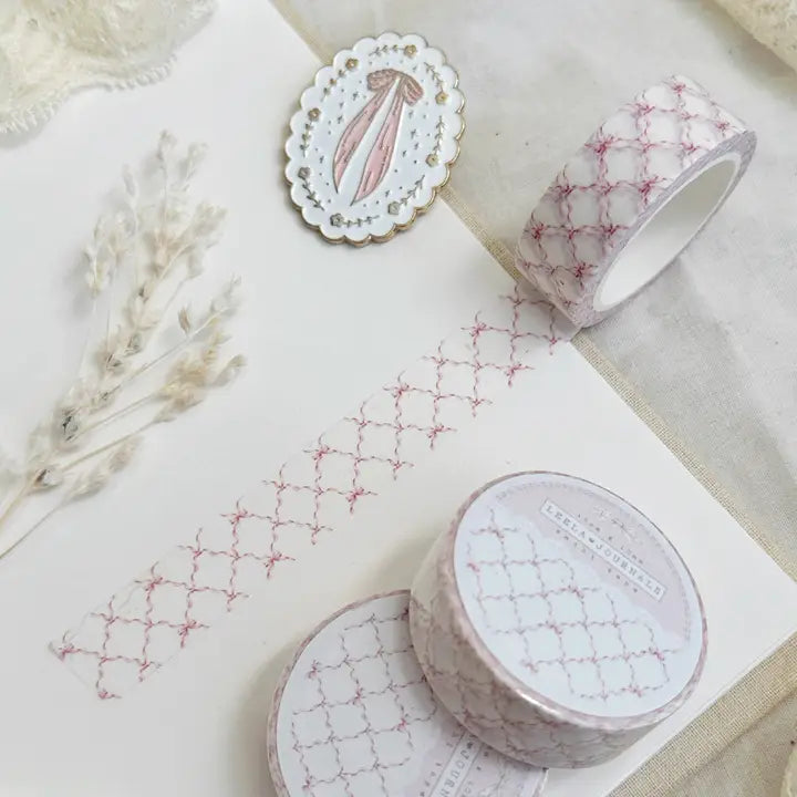 Leela Journals - Washi Tape 15mm - Coquette Bow Trellis