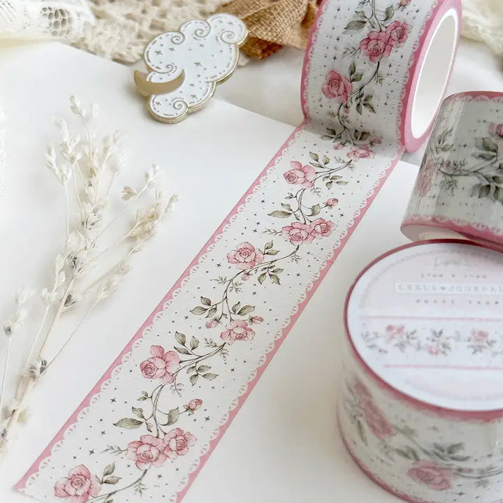 Leela Journals - Washi Tape 30mm - Pink Rose Ribbed