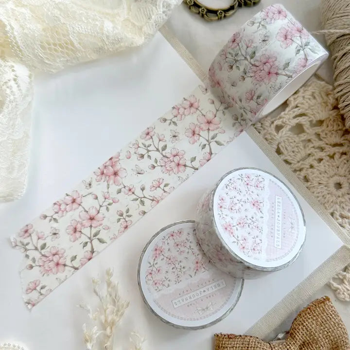 Leela Journals - Washi Tape 30mm - Cream Sakura Floral