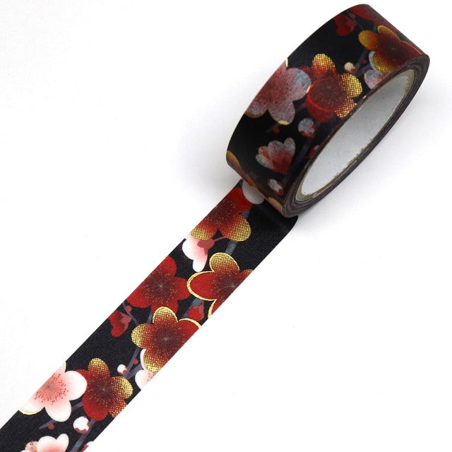 SAIEN - Washi Tape - Red and White Plum - KIMONO - 15 mm