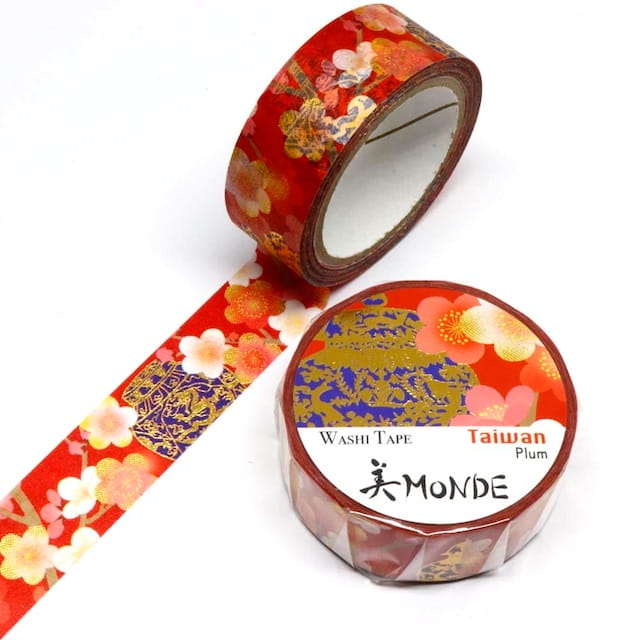 SAIEN - Washi Tape - Plum Taiwan - MONDE - 15 mm
