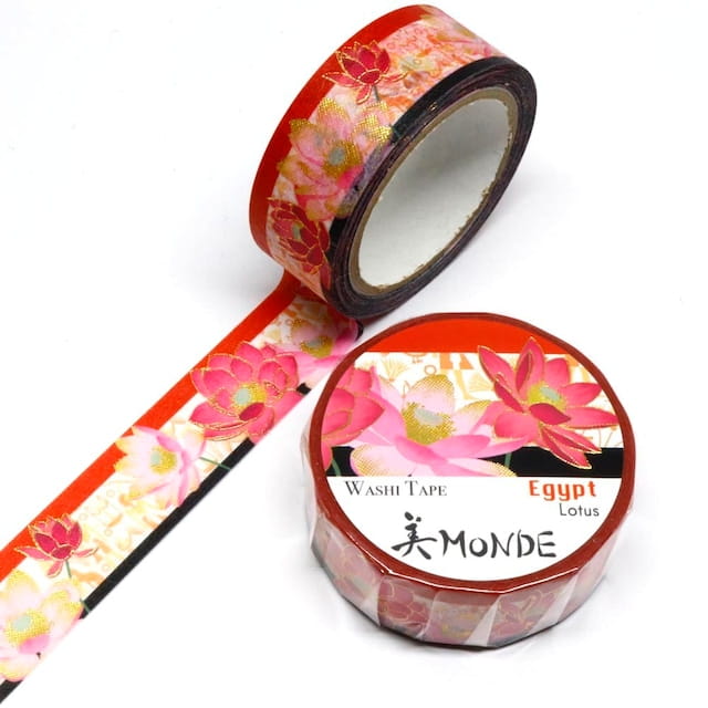 SAIEN - Washi Tape - Lotus Egypt- MONDE - 15 mm