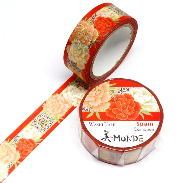 SAIEN - Washi Tape - Carnation Spain - MONDE - 15 mm
