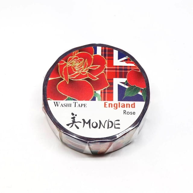 SAIEN - Washi Tape - Rose England - MONDE - 15 mm