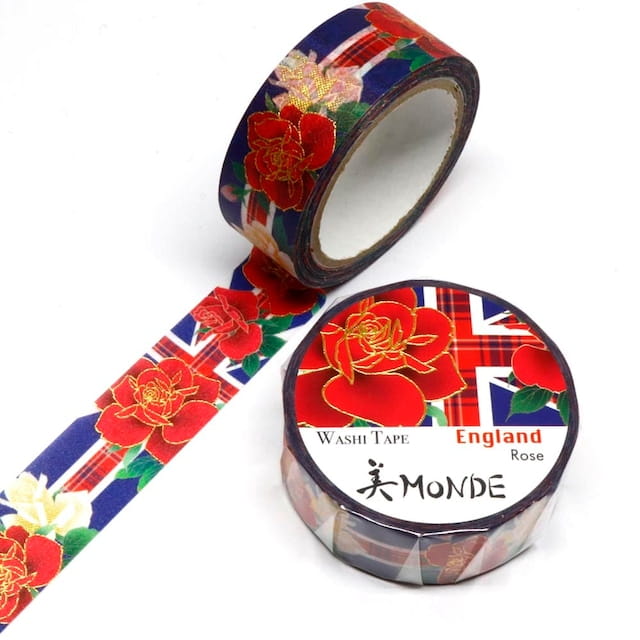 SAIEN - Washi Tape - Rose England - MONDE - 15 mm