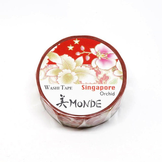 SAIEN - Washi Tape - Orchid Singapore - MONDE - 15 mm