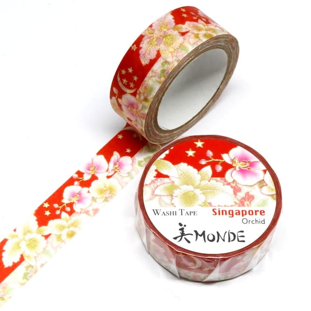 SAIEN - Washi Tape - Orchid Singapore - MONDE - 15 mm