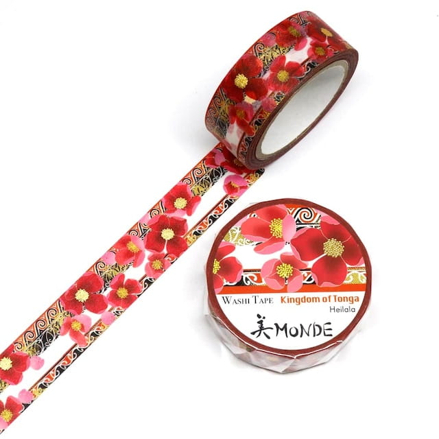 SAIEN - Washi Tape - Heilala Tonga - MONDE - 15 mm