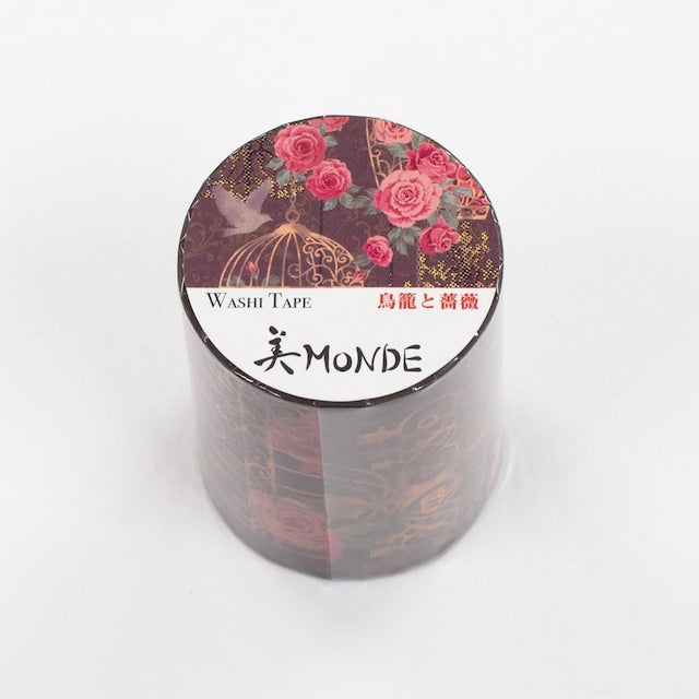 SAIEN - Washi Tape - Bird Case and Rose - MONDE - 50 mm