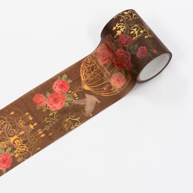 SAIEN - Washi Tape - Bird Case and Rose - MONDE - 50 mm