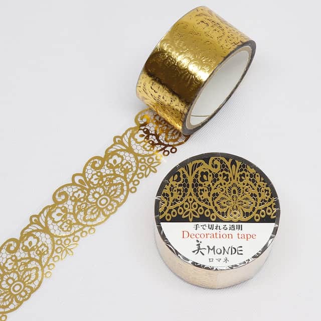 SAIEN - Washi Tape - Romane Gold - MONDE - 20 mm