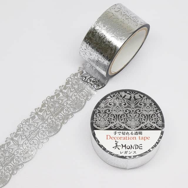 SAIEN - Washi Tape - Elegance Silver - MONDE - 20 mm