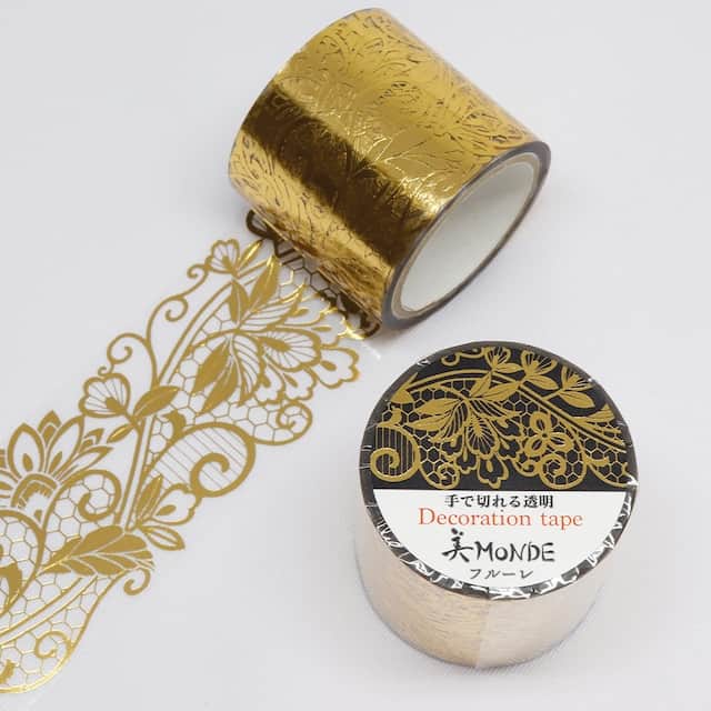 SAIEN - Washi Tape - Fleure Gold - MONDE - 35 mm