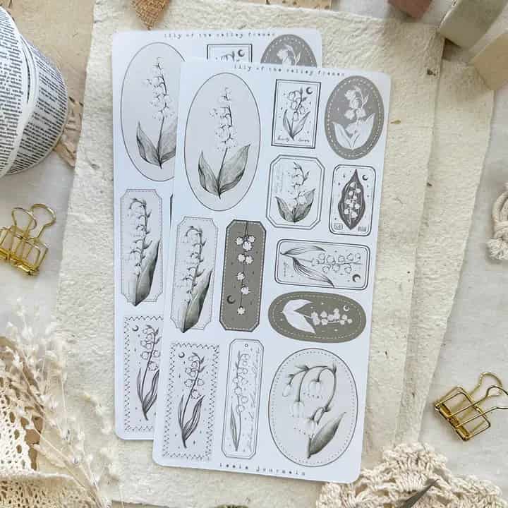 Leela Journals - Hoja de Pegatinas - Lily of the Valley Frames