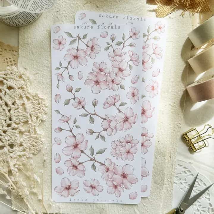 Leela Journals - Hoja de Pegatinas - Pink Sakura Cutouts
