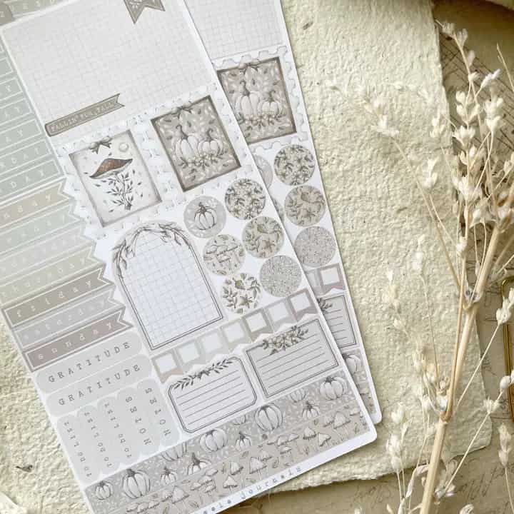Leela Journals - Hoja de Pegatinas - Fall Journaling Kit