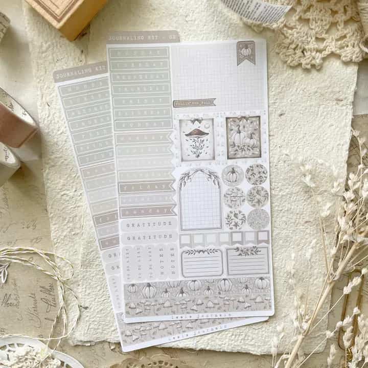 Leela Journals - Hoja de Pegatinas - Fall Journaling Kit