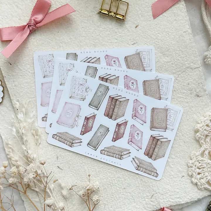 Leela Journals - Hoja de Pegatinas - Books & Lace mini