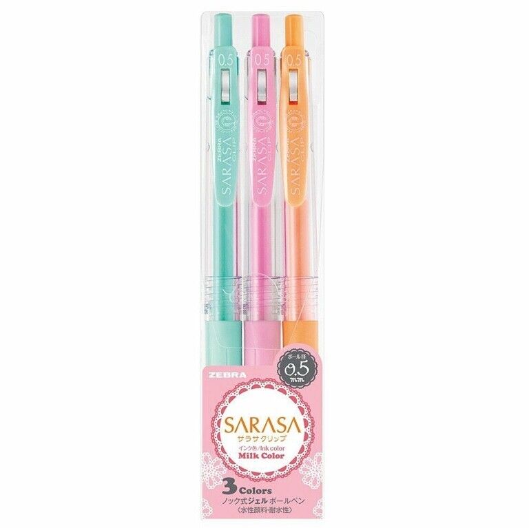 Zebra - Set 3 Bolígrafos 0.5mm SARASA Clip Milk