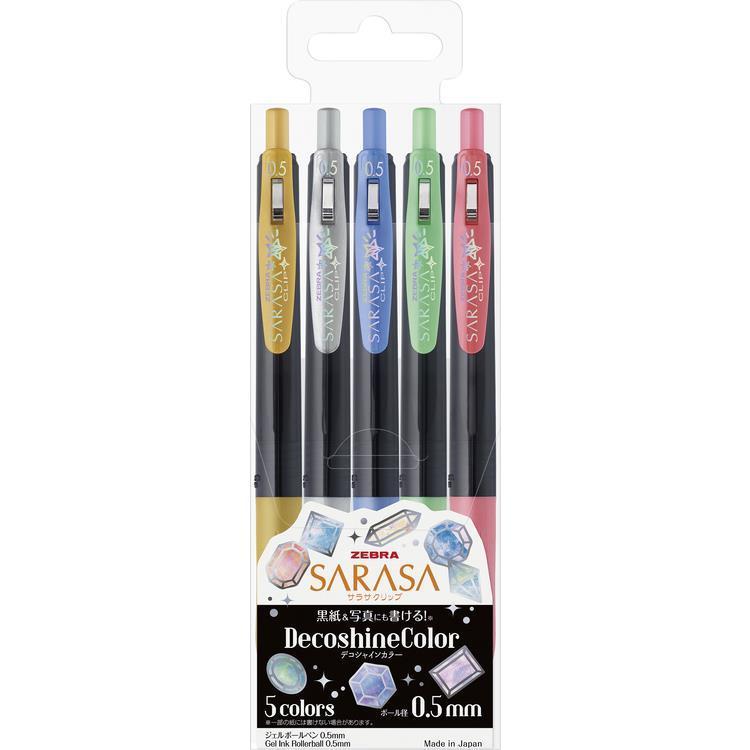 Zebra - Set 5 Bolígrafos 0.5mm SARASA Clip DecoShine
