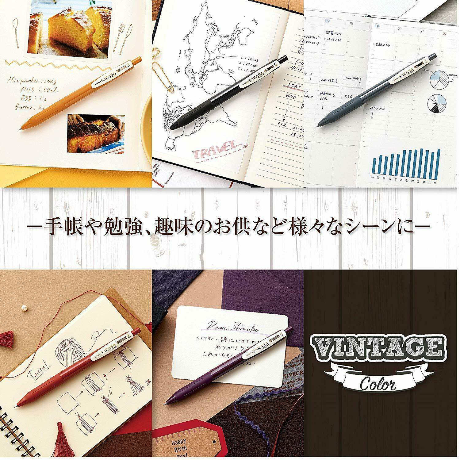 Zebra - Set 5 Bolígrafos 0.5mm SARASA VINTAGE - B