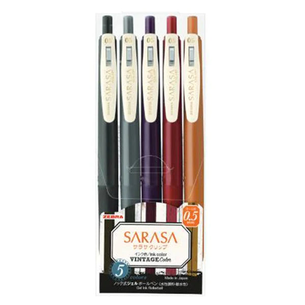 Zebra - Set 5 Bolígrafos 0.5mm SARASA VINTAGE - B
