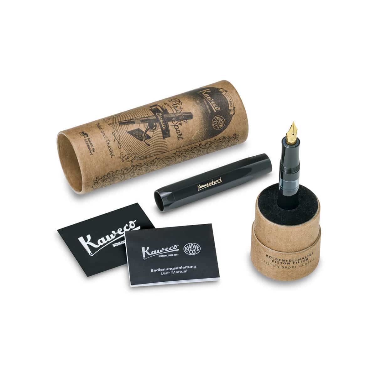 Kaweco - Pluma Estilográfica - Piston Sport CLASSIC - Black/Gold