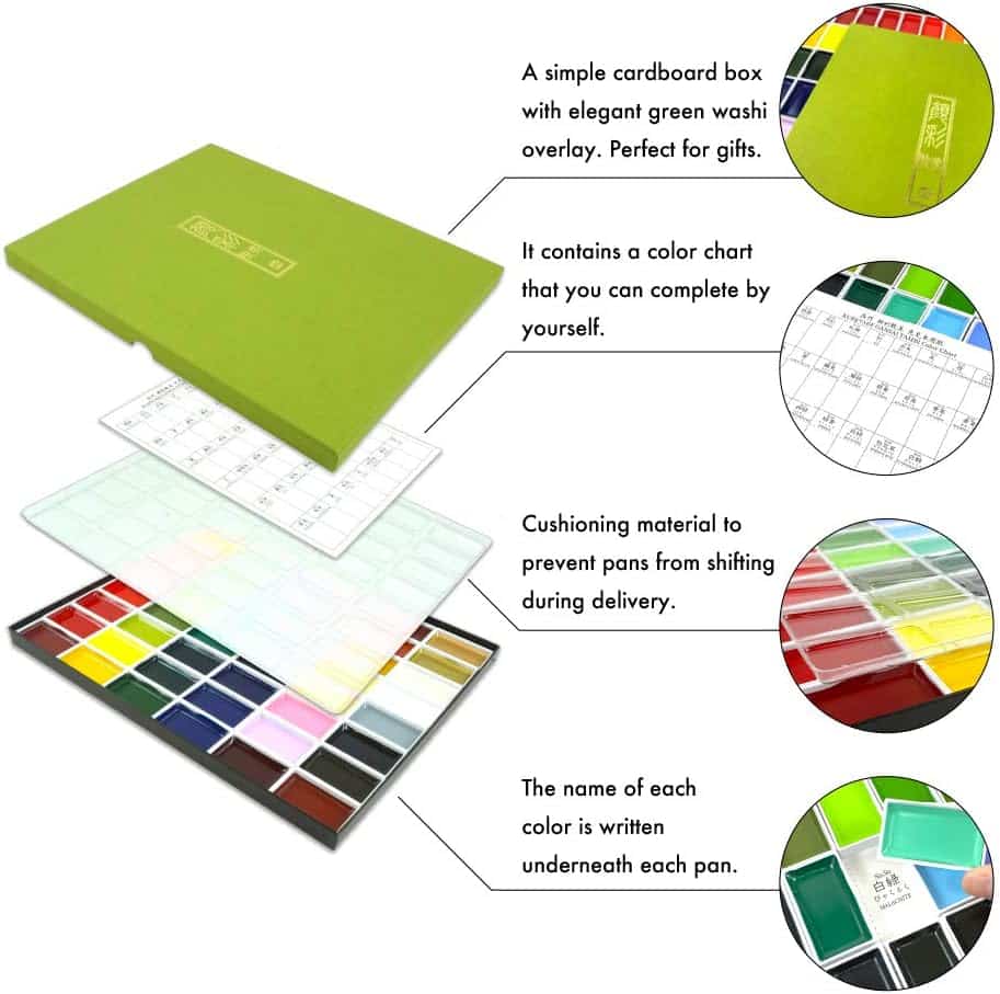 Kuretake - Set 24 Acuarelas GANSAI TAMBI