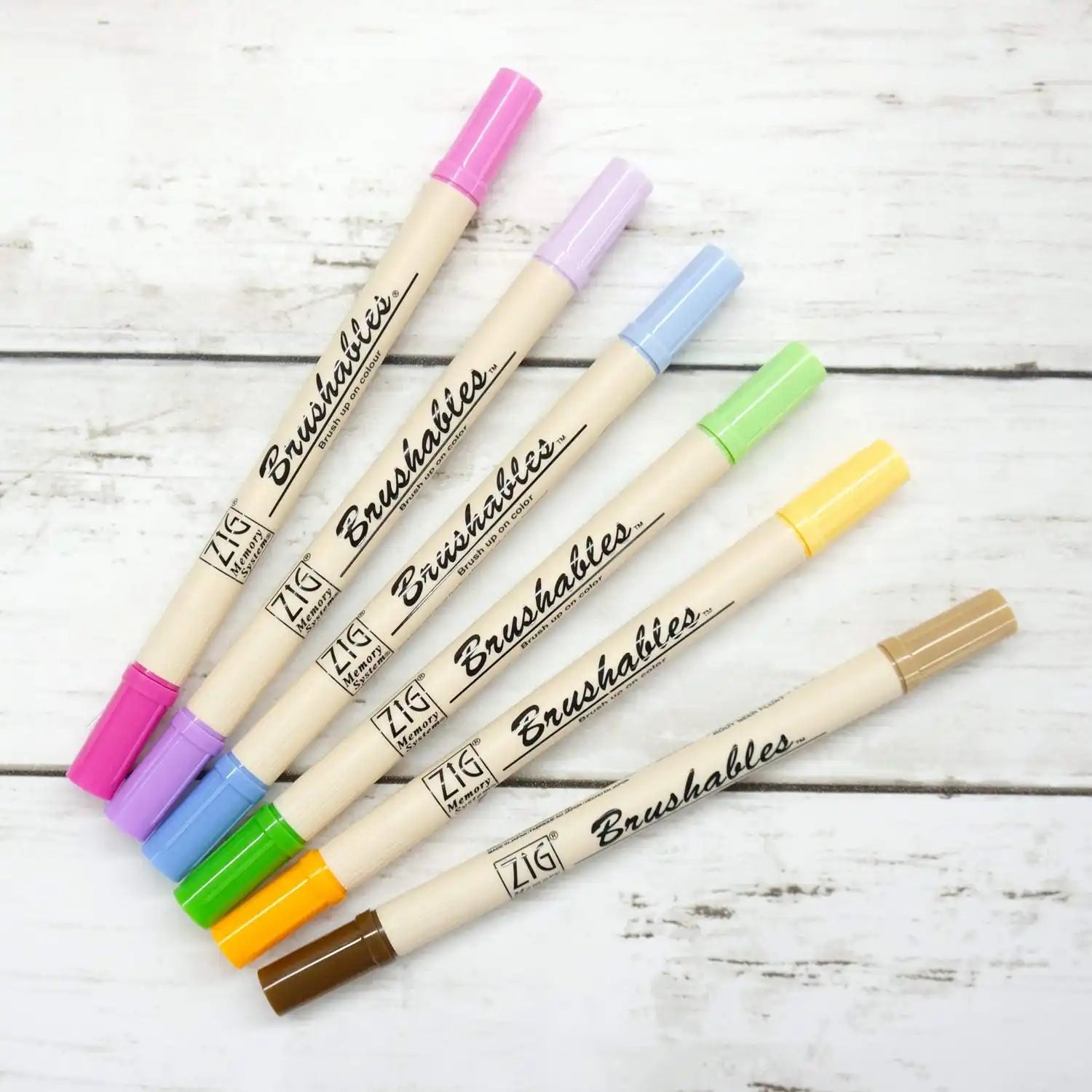 Kuretake - Set 6 Rotuladores Doble Punta Pincel - Bright - Brushables ZIG