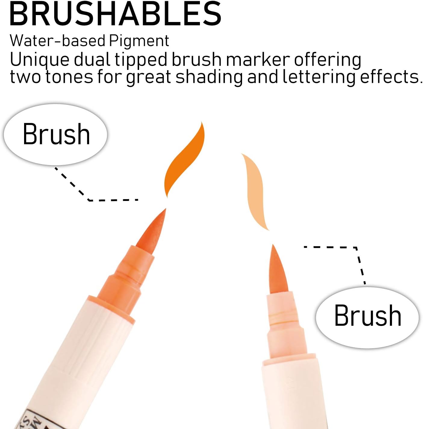Kuretake - Set 6 Rotuladores Doble Punta Pincel - Bright - Brushables ZIG