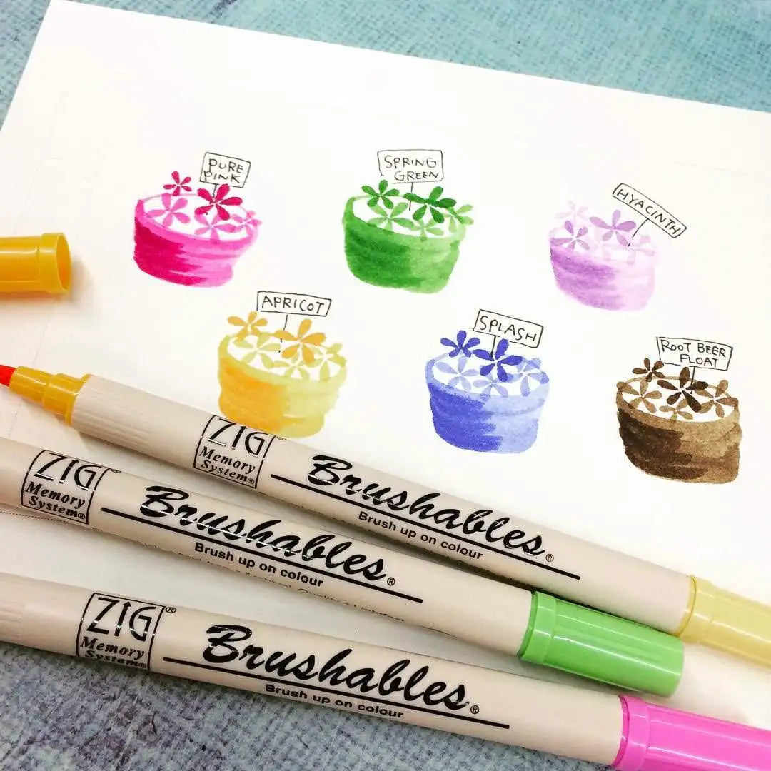 Kuretake - Set 6 Rotuladores Doble Punta Pincel - Bright - Brushables ZIG