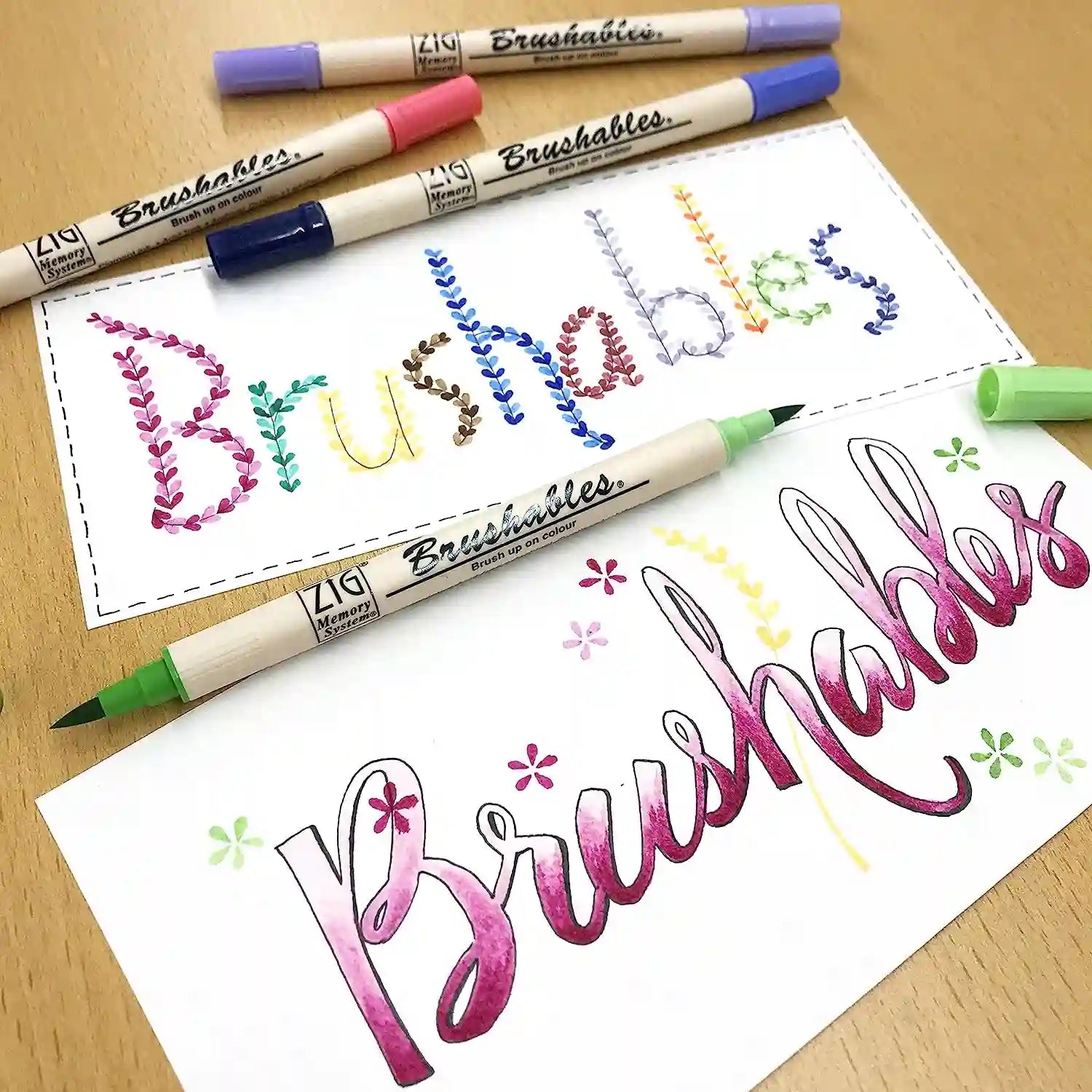Kuretake - Set 6 Rotuladores Doble Punta Pincel - Bright - Brushables ZIG