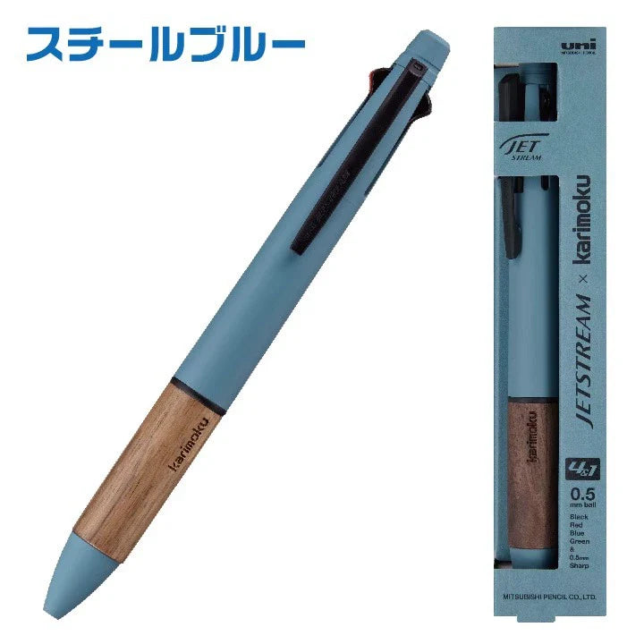 Mitsubishi Uni - Bolígrafo multifunción 4&1 - Steel Blue - Jetstream x karimoku