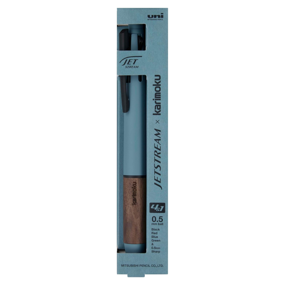 Mitsubishi Uni - Bolígrafo multifunción 4&1 - Steel Blue - Jetstream x karimoku