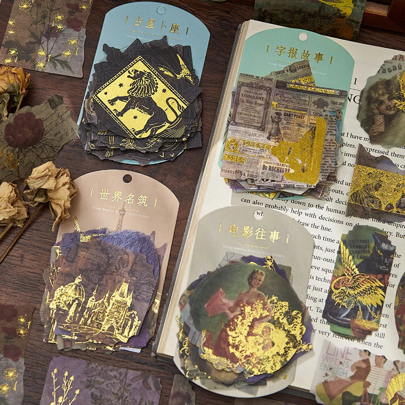 Zaomo- Pegatinas 40ud - Bronzing Series - Carteles Retro