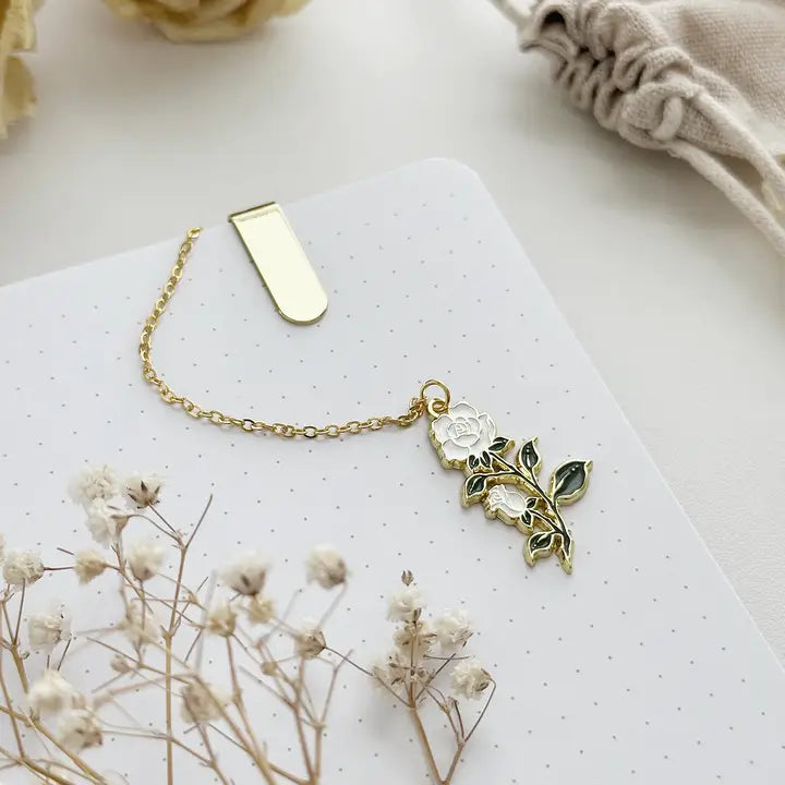 Leela Journals - Marcapáginas esmaltado - Rosa Blanca