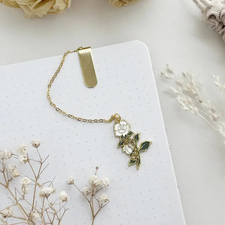 Leela Journals - Marcapáginas esmaltado - Rosa Blanca