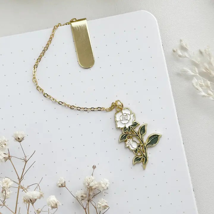 Leela Journals - Marcapáginas esmaltado - Rosa Blanca