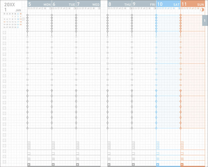 Kokuyo JIBUN TECHO - Agenda Semanal 2027 - FirstKit Orange - A5 Slim