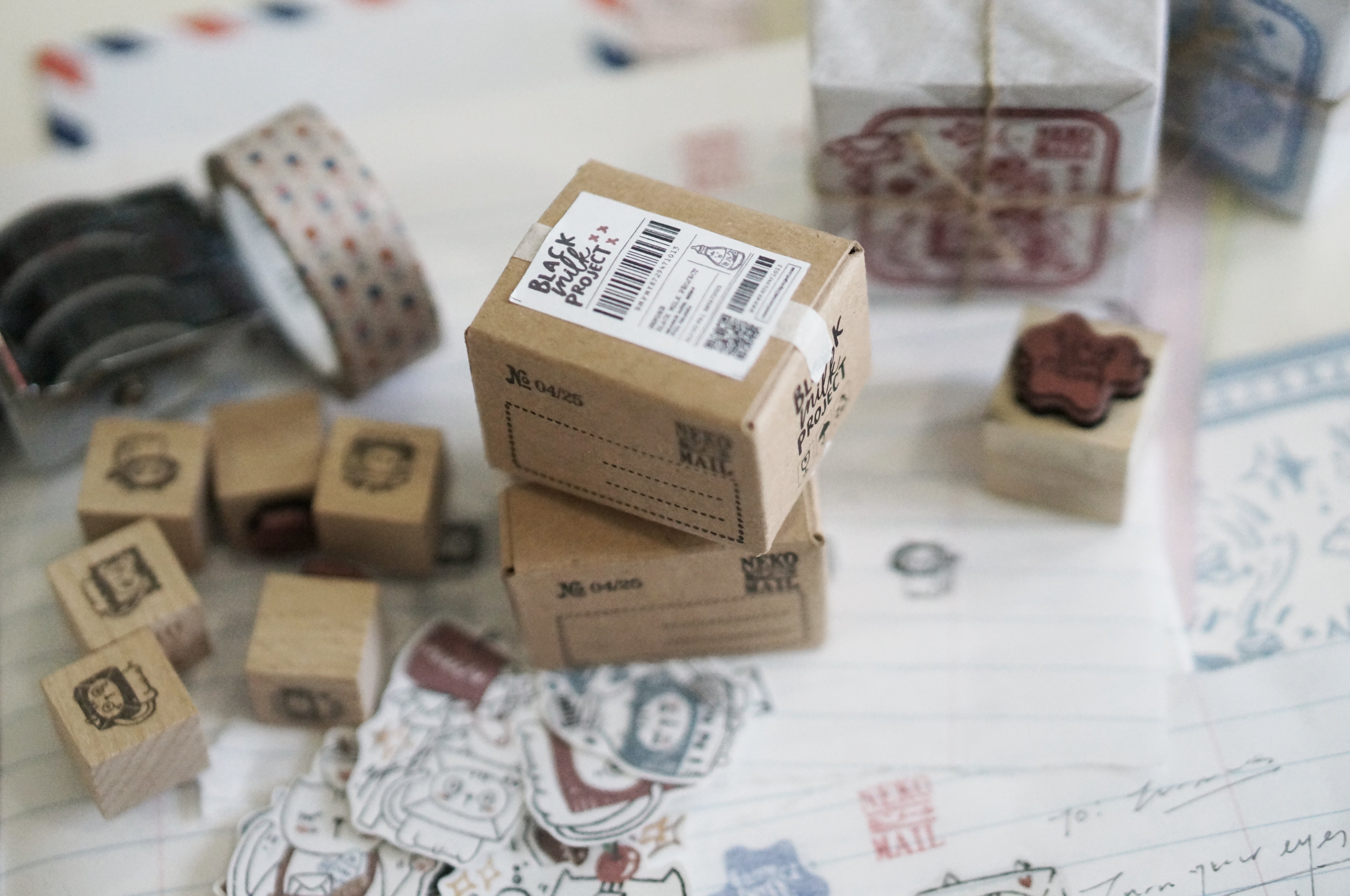 Black Milk Project - Set de 10 Pegatinas PET + Mini Sello PICTURE - Neko Mail